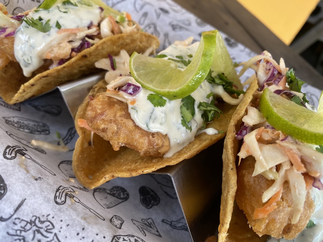 Fish tacos with lime and cilantro